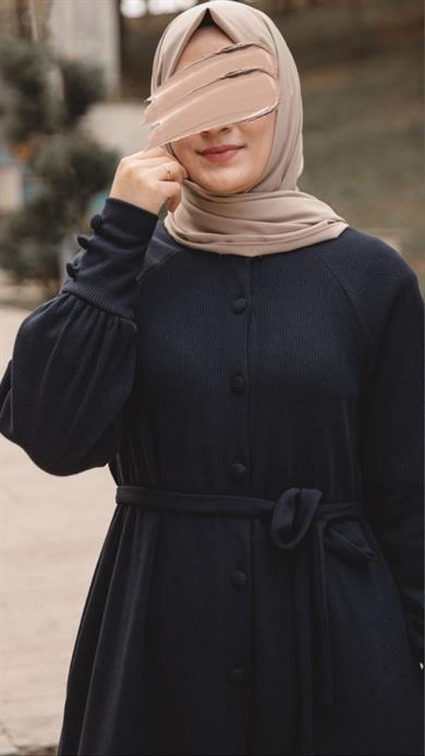 Lacivert Kaplama düğmeli Elbise Nsr 5107