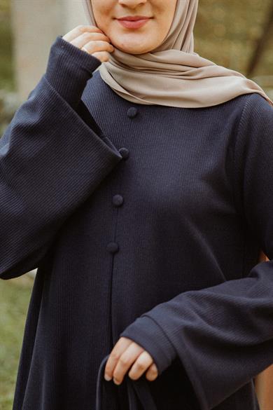 Lacivert Kolluklu Elbise Nsr 5114