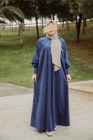 Lacivert Pileli Elbise Nsr 5111