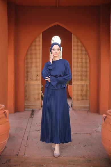 Lacivert Piliseli Etekli Takım 5076