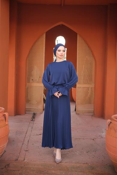 Lacivert Piliseli Etekli Takım 5076