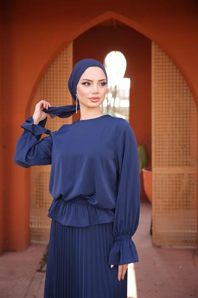 Lacivert Piliseli Etekli Takım 5076