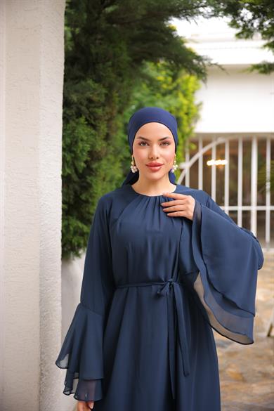 Lacivert Şifon Elbise 5088