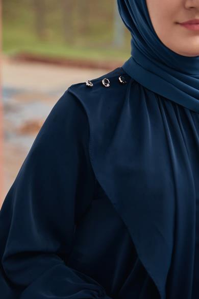 Lacivert Volanlı Elbise 5116