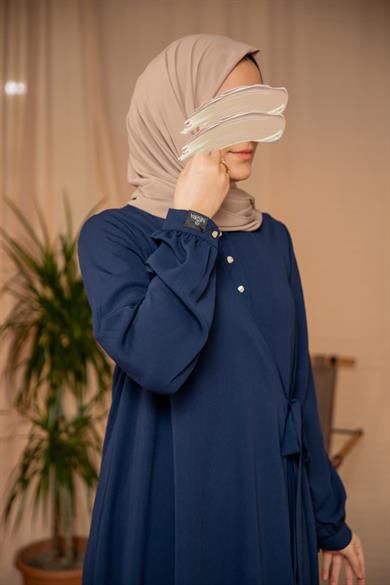 Lacivert Yarım Patlı Anvelop Elbise 5122