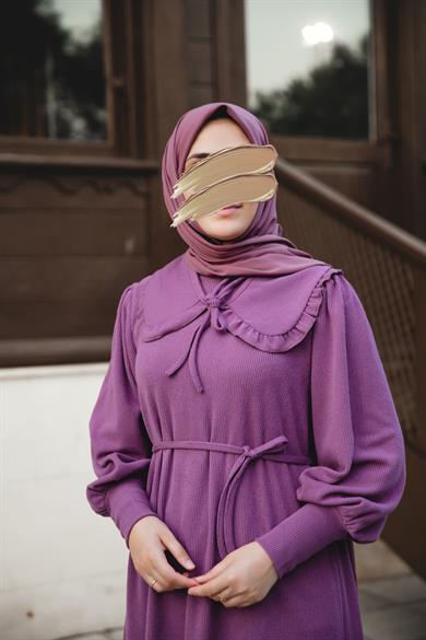 Lila Bebe Yakalı Elbise Nsr 5106