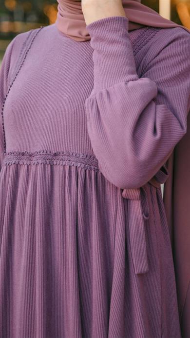 Lila Dantelli Elbise Nsr 5105