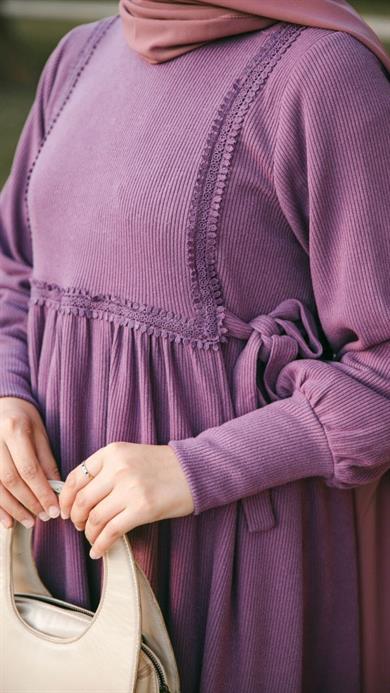 Lila Dantelli Elbise Nsr 5105