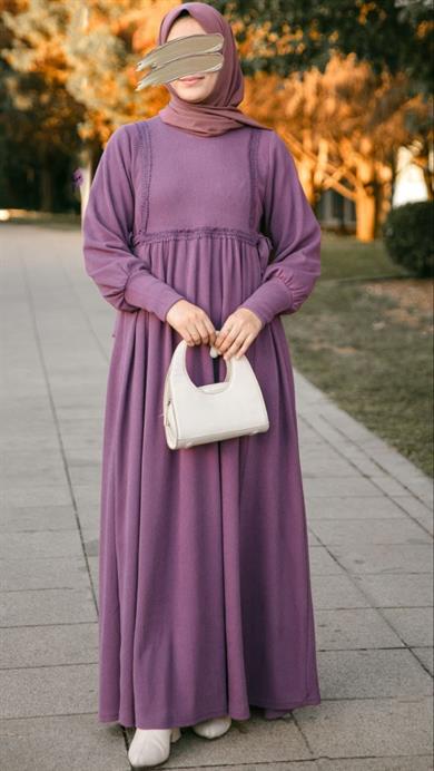 Lila Dantelli Elbise Nsr 5105