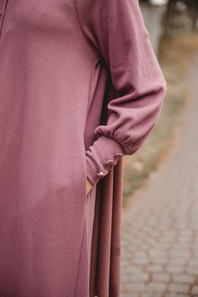 Lila Kaplama düğmeli Elbise Nsr 5107