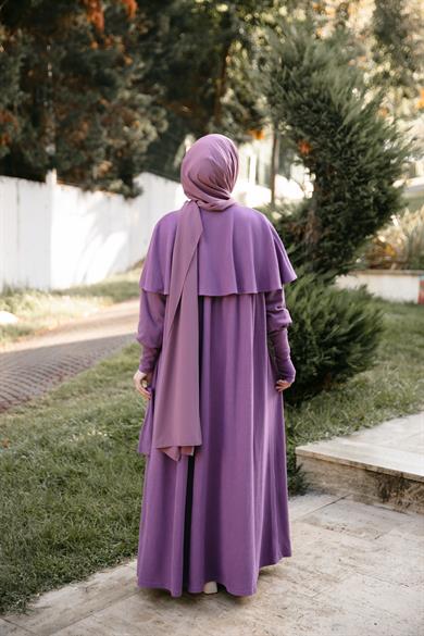 Lila Pelerinli Elbise 5108