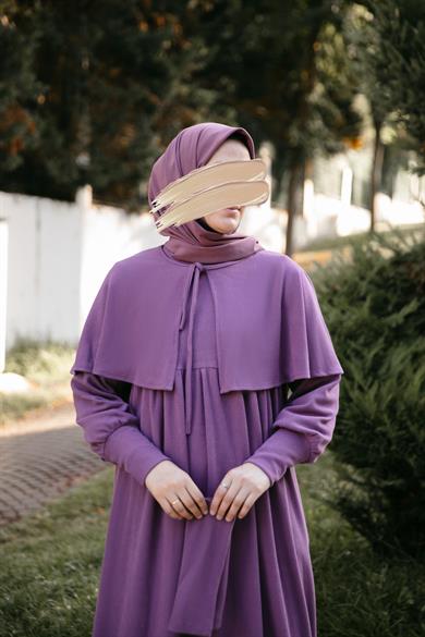 Lila Pelerinli Elbise 5108