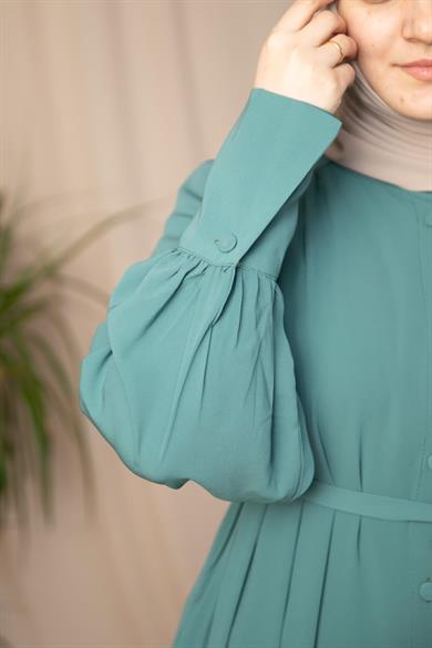 Mint Boydan Kaplama Düğmeli Ferace 5130