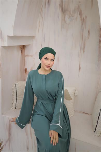Mint Gizli Patlı Biyeli Abaya Kol Ferace 5058