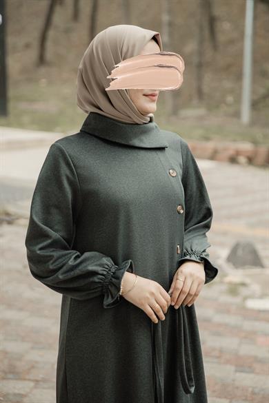 Mint Yandan Düğmeli Elbise Nsr 5113