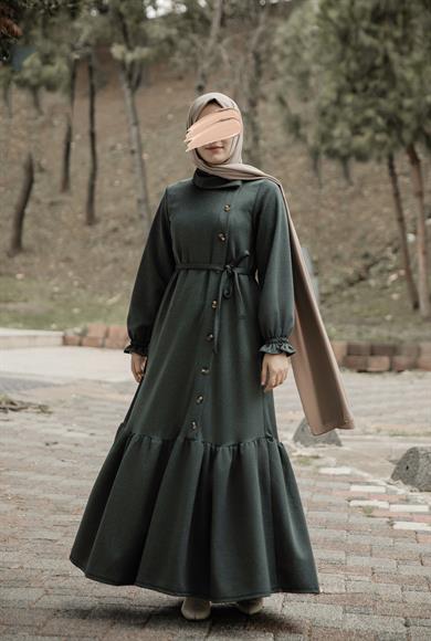 Mint Yandan Düğmeli Elbise Nsr 5113