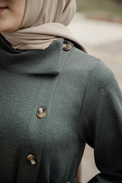 Mint Yandan Düğmeli Elbise Nsr 5113