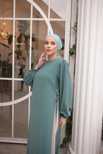 Mint Yandan Garnili Elbise 5061