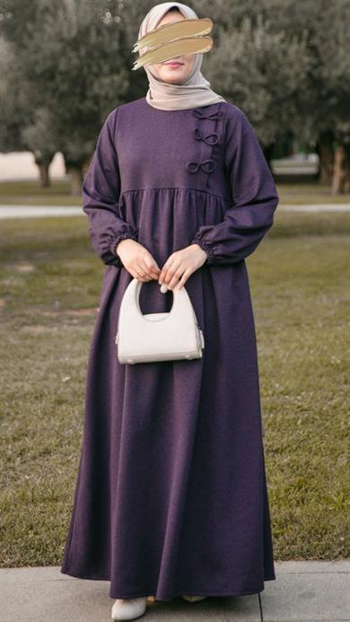 Mor Fiyonlu Elbise Nsr 5109