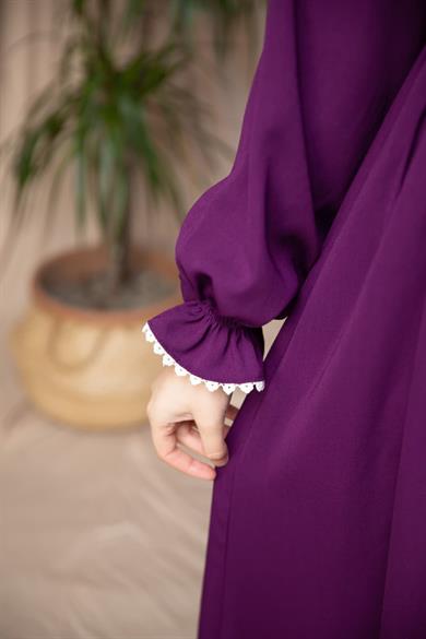 Mürdüm Dantel Detaylı Elbise 5126