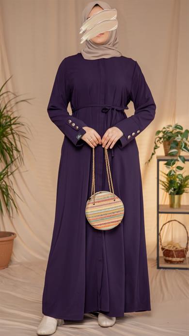 Mürdüm Geniş Manşetli Ferace 5121