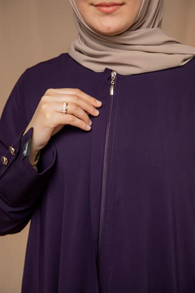 Mürdüm Geniş Manşetli Ferace 5121