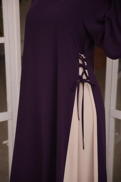 Mürdüm Yandan Garnili Elbise 5061