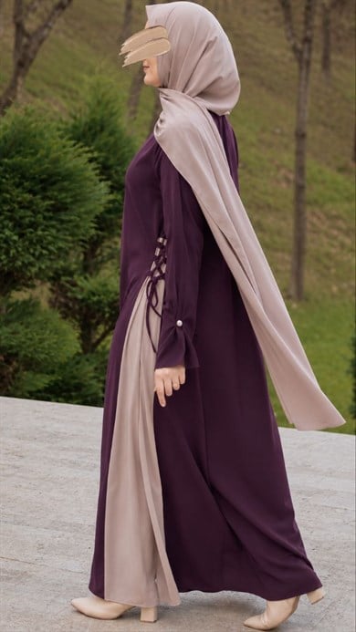 Mürdüm Yandan Garnili Ferace 5118