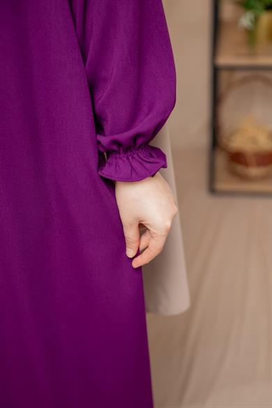 Mürdüm Yanları Katlı Kroş Elbise 5123