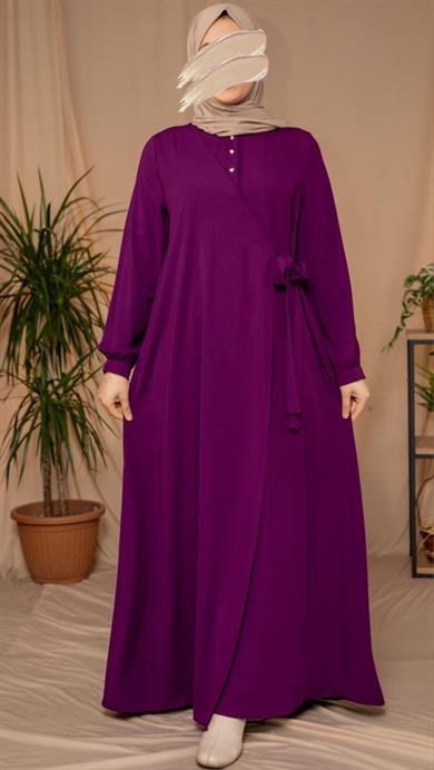 Mürdüm Yarım Patlı Anvelop Elbise 5122