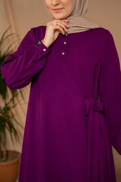 Mürdüm Yarım Patlı Anvelop Elbise 5122