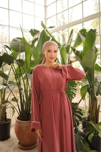 Pudra Gizli Patlı Biyeli Abaya Kol Ferace 5058