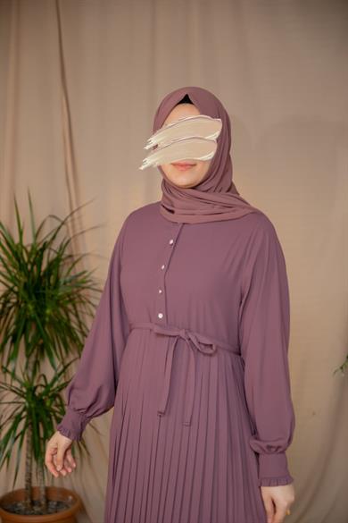 Pudra Pliseli elbise 5129