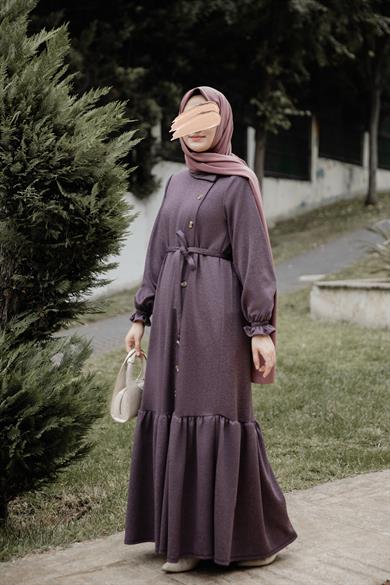 Pudra Yandan Düğmeli Elbise Nsr 5113