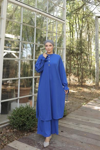 Saks Düğme Detaylı Örme Pantolon Takım 6020