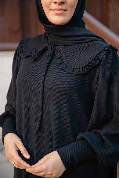 Siyah Bebe Yakalı Elbise Nsr 5106