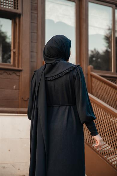 Siyah Bebe Yakalı Elbise Nsr 5106