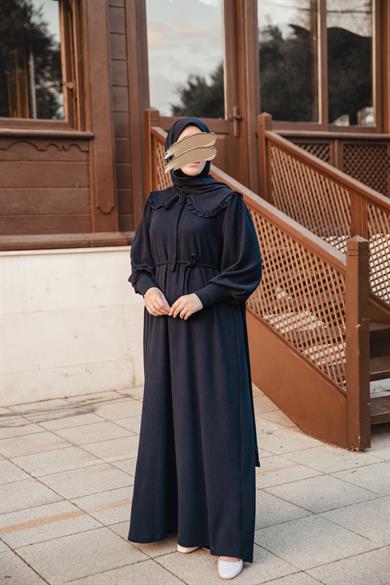 Siyah Bebe Yakalı Elbise Nsr 5106