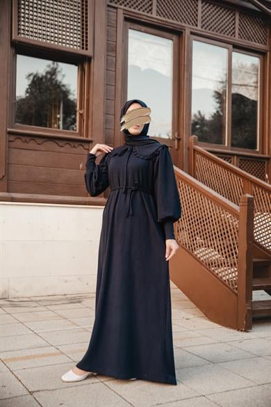 Siyah Bebe Yakalı Elbise Nsr 5106