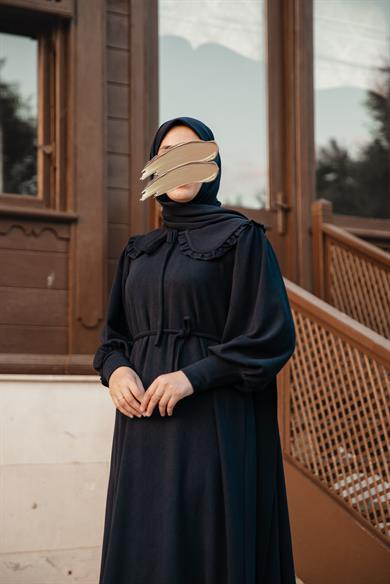 Siyah Bebe Yakalı Elbise Nsr 5106