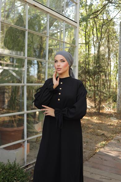 Siyah Düğme Detaylı Örme Pantolon Takım 6020