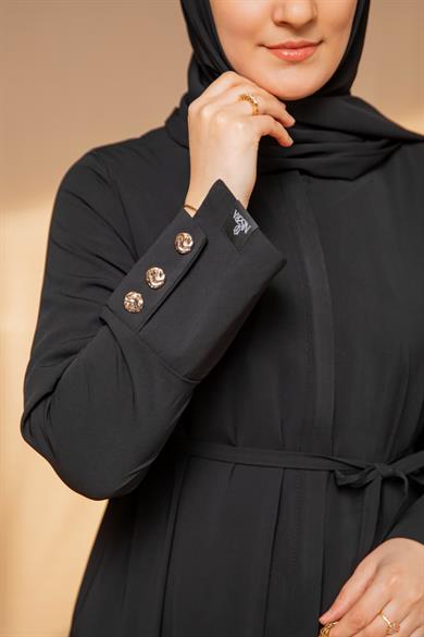 Siyah Geniş Manşetli Ferace 5121