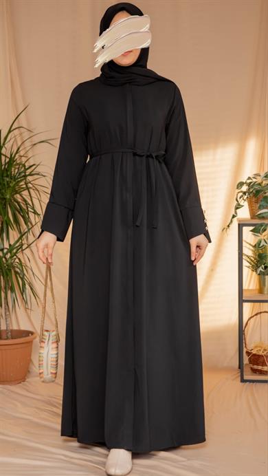 Siyah Geniş Manşetli Ferace 5121
