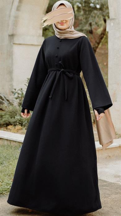 Siyah Kolluklu Elbise Nsr 5114
