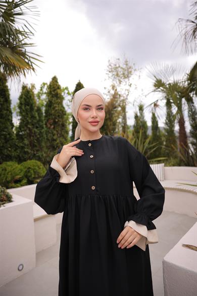 Siyah Önlüklü Oversize Elbise 5095