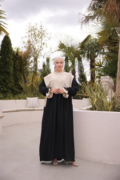 Siyah Önlüklü Oversize Elbise 5095