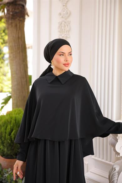 Siyah Pelerinli Elbise 5084