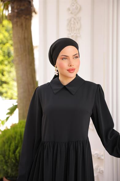 Siyah Pelerinli Elbise 5084
