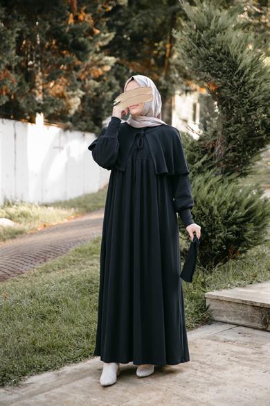 Siyah Pelerinli Elbise 5108