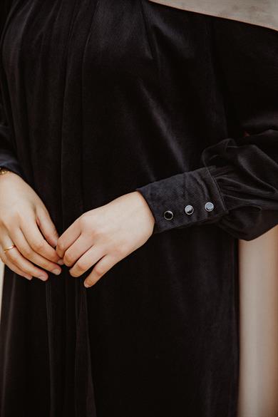 Siyah Pileli Elbise Nsr 5111